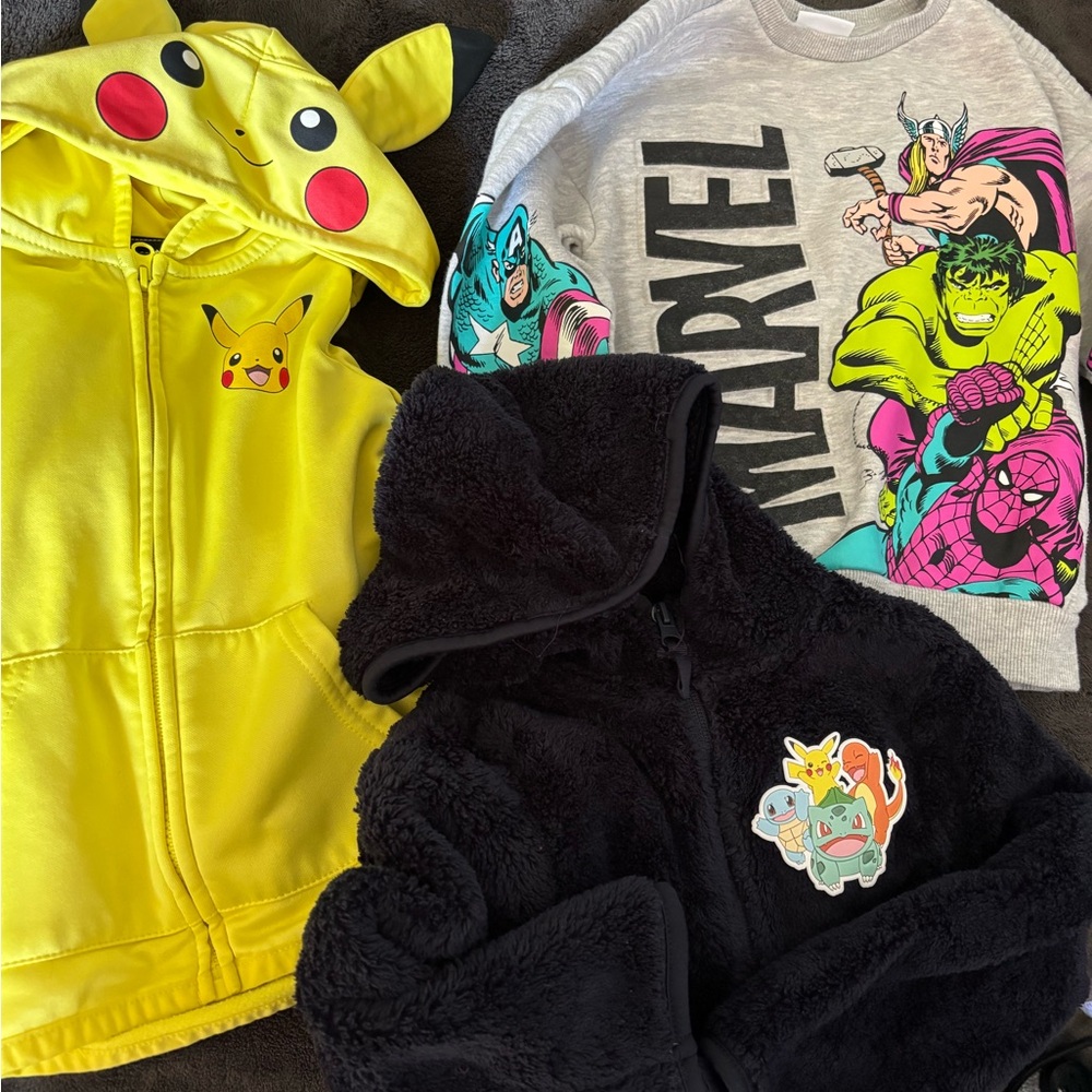 Boys Marvel DC Pokemon Mario TMNT and Miles Morales Character Jackets size 4-5
